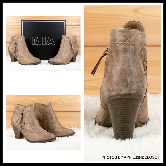 ANKLE BOOTIES BOHO WESTERN BLOCK HEEL BOOTS A3C - Picture 4 of 8